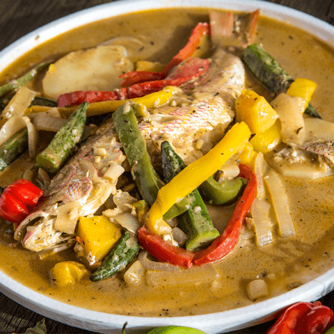 Steam fish with okra, a flavorful Caribbean dish – thumbnail view